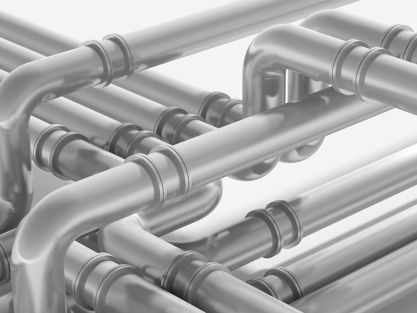 Modern industrial metal pipeline fragment. 3d render illustratio