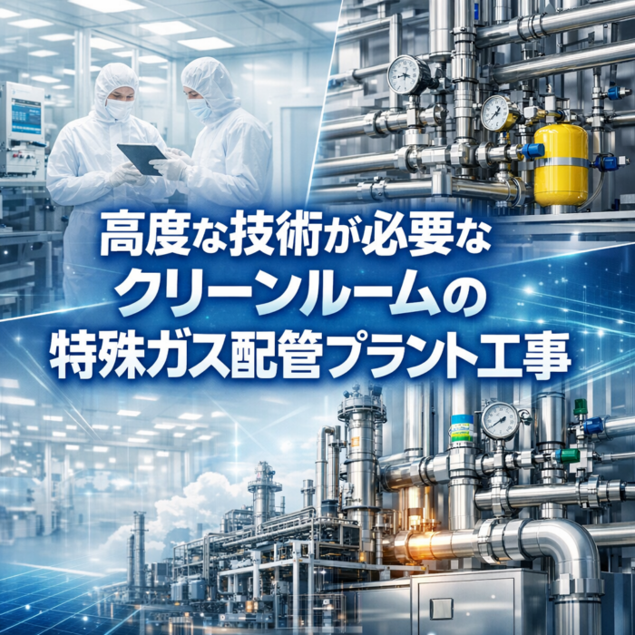 高度な技術が必要なクリーンルームの特殊ガス配管プラント工事